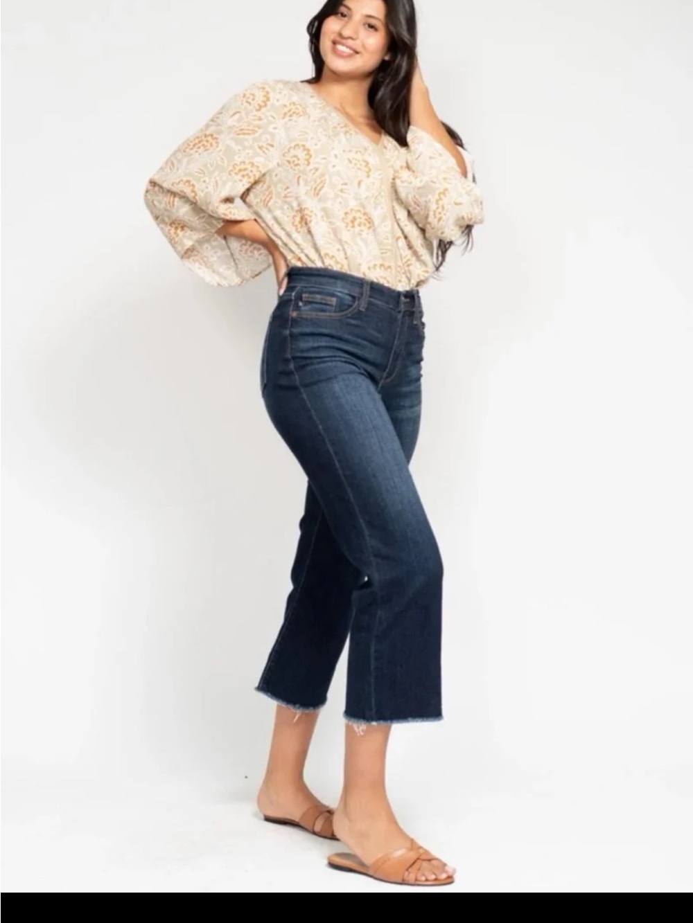 Judy Blue High Waist Wide Leg Crop Denim Jeans 82517 size 9/29 - Picture 3 of 12